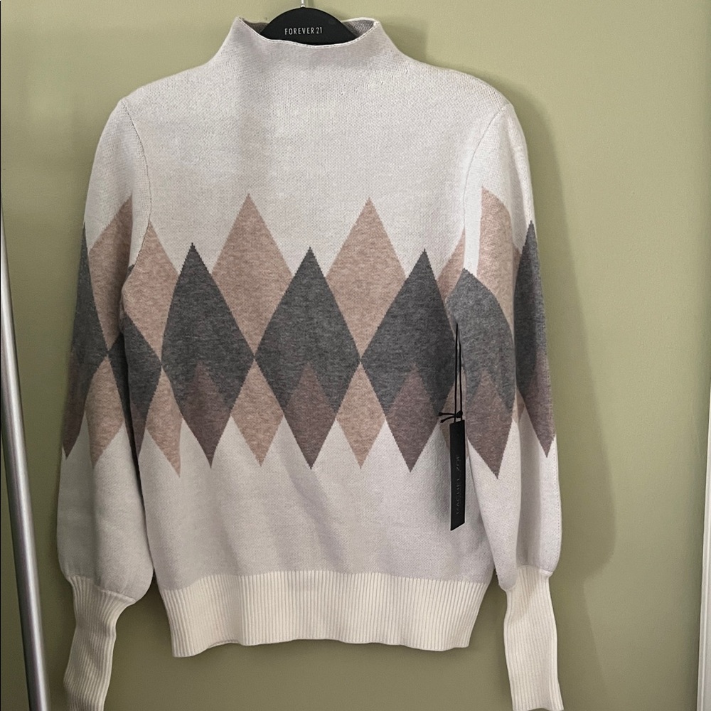 Rachel Zoe Women's Turtleneck Sweater - White, Gray, and Brown